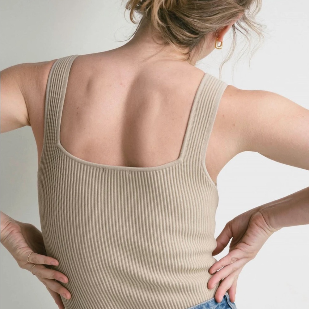Darling Beige Ribbed Tank Top - Picture 4 of 9